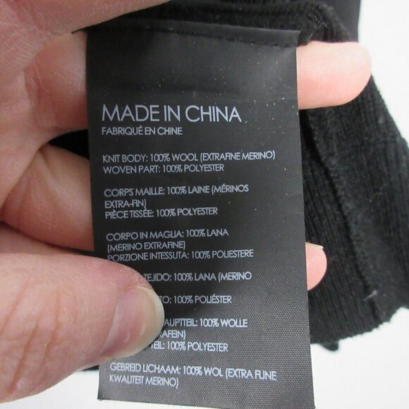 Club Monaco Womens Merino Wool Satin Top Blouse Sweater Black Bubble XS 306 - Picture 4 of 8